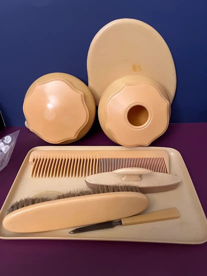 Vintage Eight Pc Celluloid Dresser Vanity Set