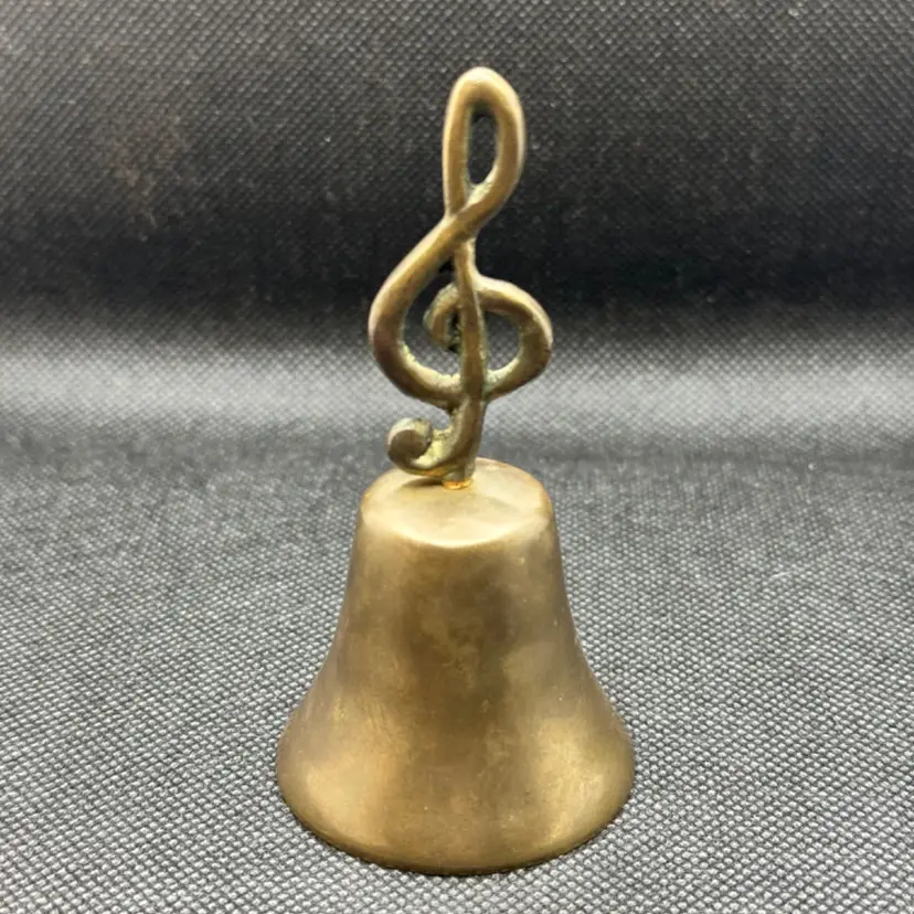 Vintage Small Brass Table Dinner Bell Treble Clef Handcrafted, Unbranded