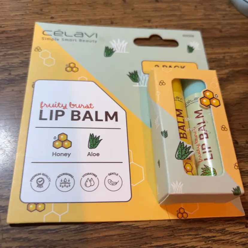 CELAVIE Fruity Burst Lip Balm, Honey Plus Aloe Two Pack