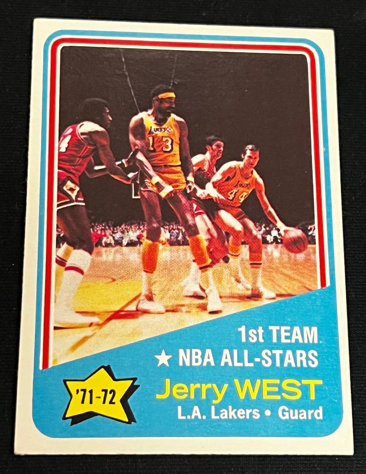 Jerry West All Star with Wilt Chamberlain 1972 73 Topps #164 Los Jerry West All Star with Wilt Chamberlain 1972 73 Topps #164 Los