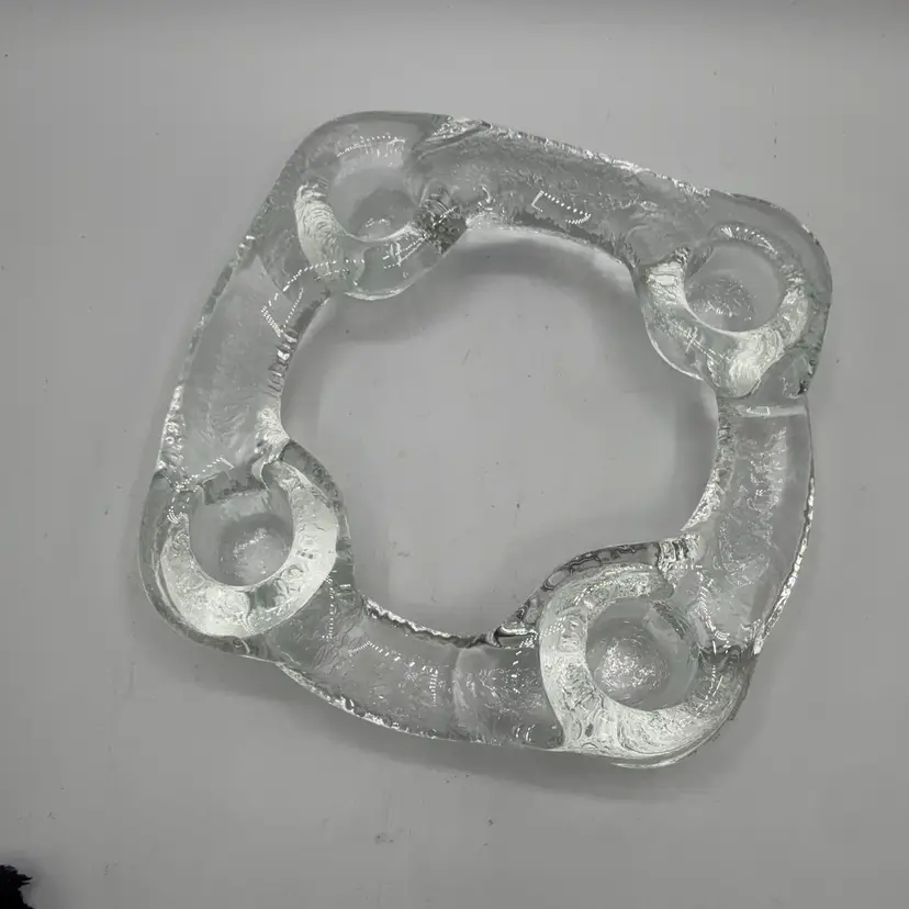 Pukeburg Swedish Ice Glass Candle Marble Holder Ring Marbles NOT Included