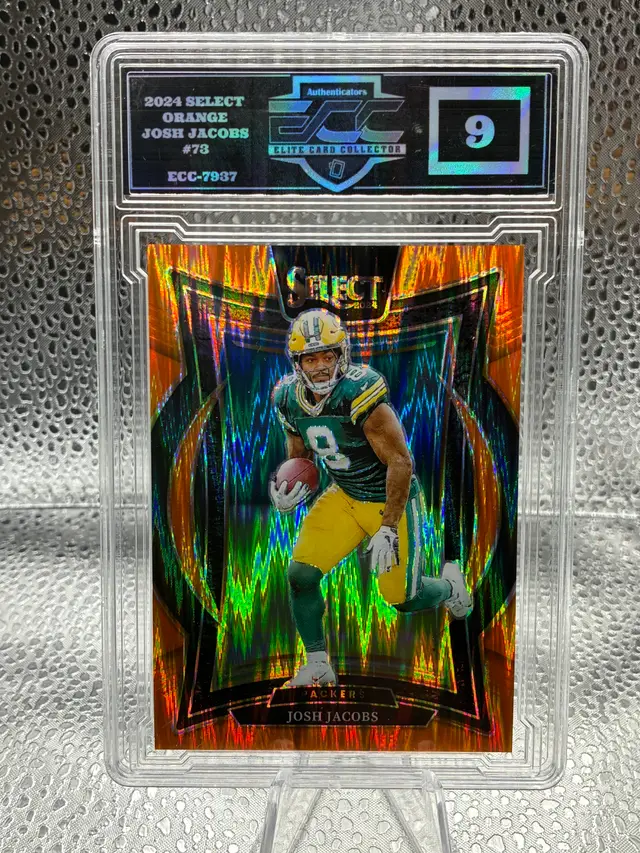 2024 Josh Jacobs Panini Select Football Orange Shock /499 #73 Packers ECC 9