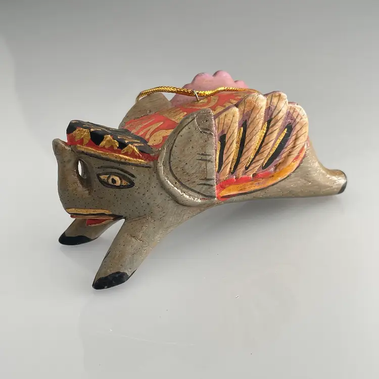 Balinese Spirit Chaser Elephant Christmas Ornament Hanging Decor Indonesia 4.25"