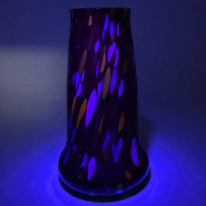 Confetti Splatter Blown Glass Vase Czech UV Glows