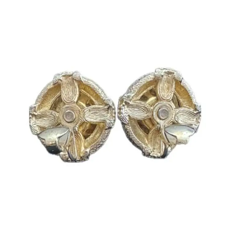 Pair of Vintage Signed Coro Faux Pearl Round Clip On Earrings
