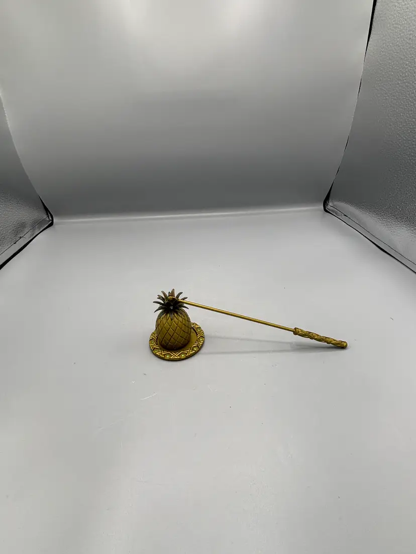 Vintage Brass Pineapple candle snuffer with plate