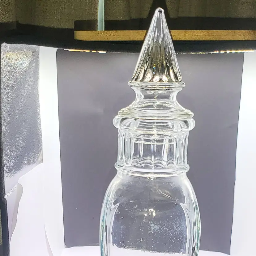 Vintage Wheaton Clear Glass Decanter/Apothecary Jar with Cathedral Stopper (no plastic/rubber)  13"