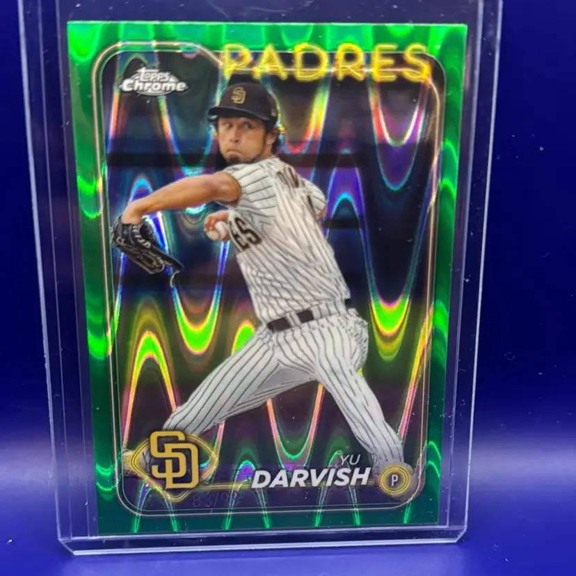 Yu Darvish 2024 Topps Chrome Green Ray Wave Refractor #83/99 San Diego Padres