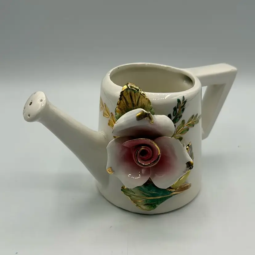 Italian Watering Can Ceramic Case Planter Rose