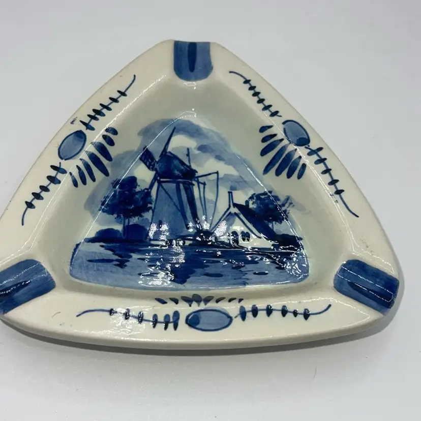 Delft Blue Hand Painted Windmill Dish