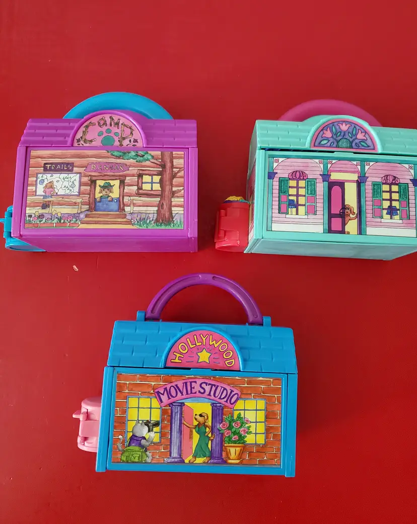 3 Vintage 1995 Pound Puppies Mini Playsets *HOUSES ONLY* No Pound Puppies