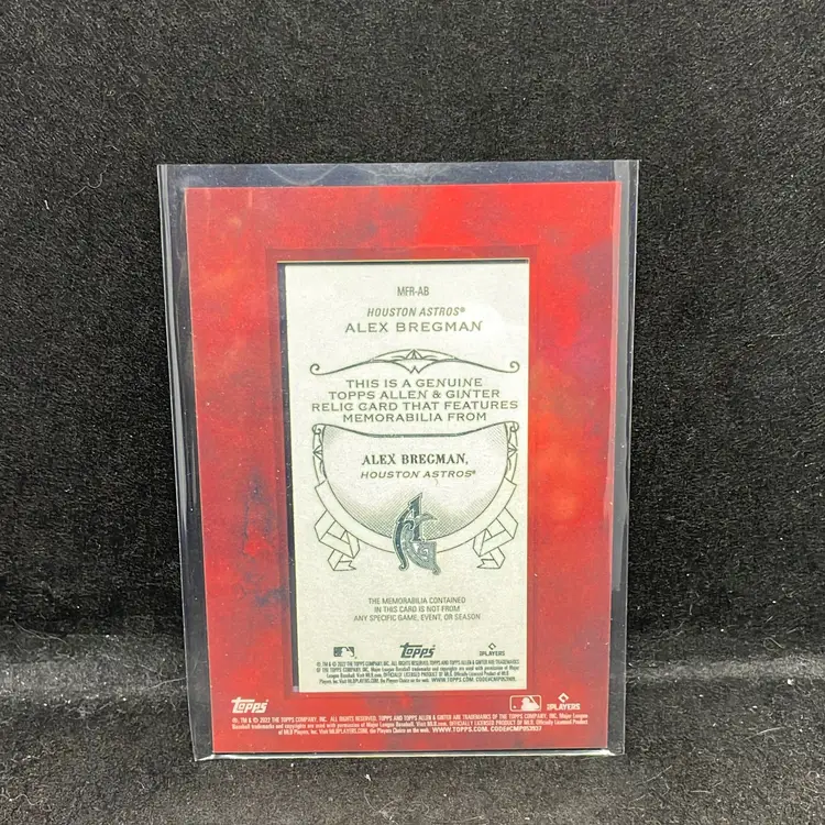 Alex Bregman 2022 Topps Ginter Red Border Mini Relic Memorabilia Card Houston Astros