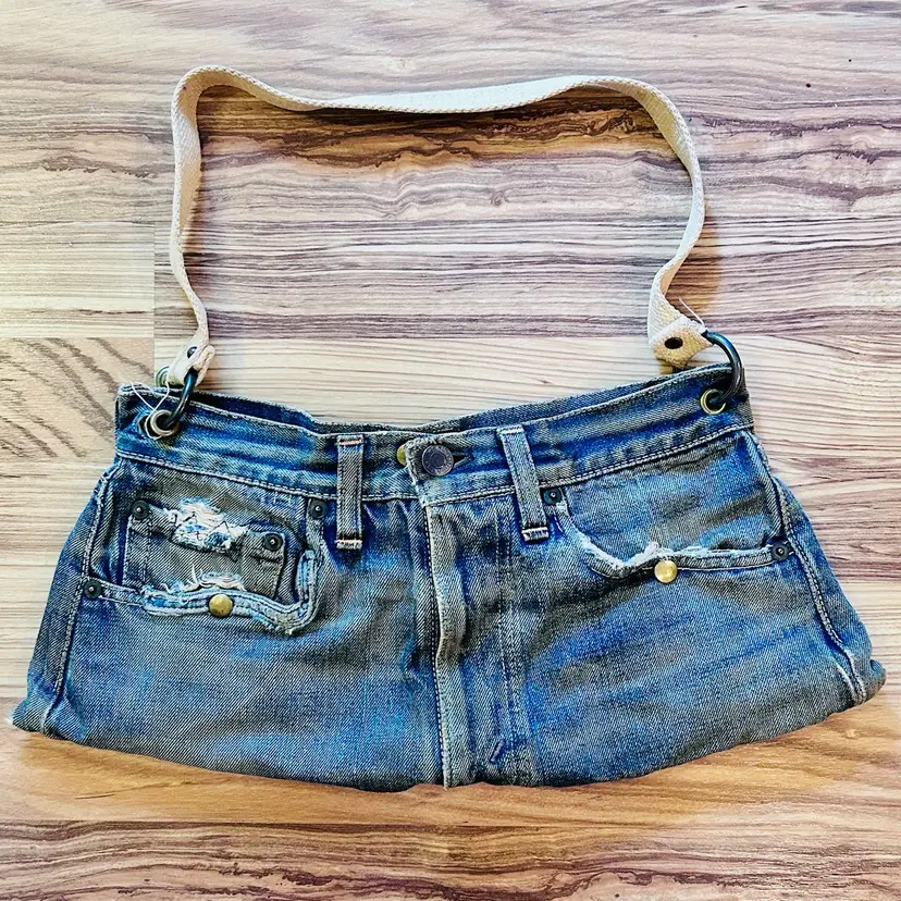 Levi's Vintage Jeans Purse Boho Bag Distressed Big E Denim