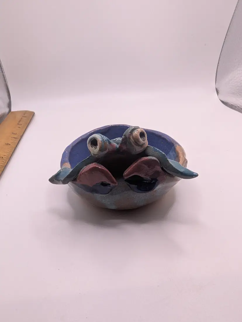 Studio Art Pottery Hand Thrown Crab Trinket Dish