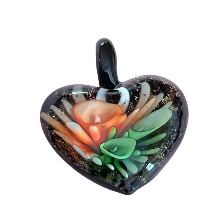 Vintage glass heart pendant