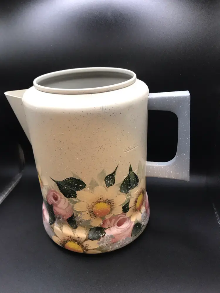 Vintage Metal Percolator Hand Painted Cottage Core, Farmhouse