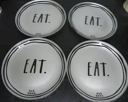 Rae Dunn Glass Collection set of 4 Plates "Eat"