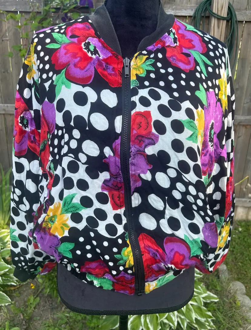 Vintage Overdrive Brand Reversible Colorful Flower Pattern Coat/Jacket L/XL