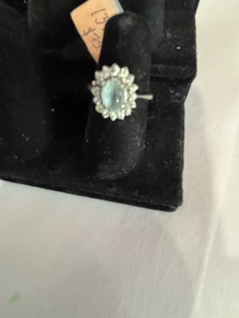 Sterling blue Topaz & Diamond ring