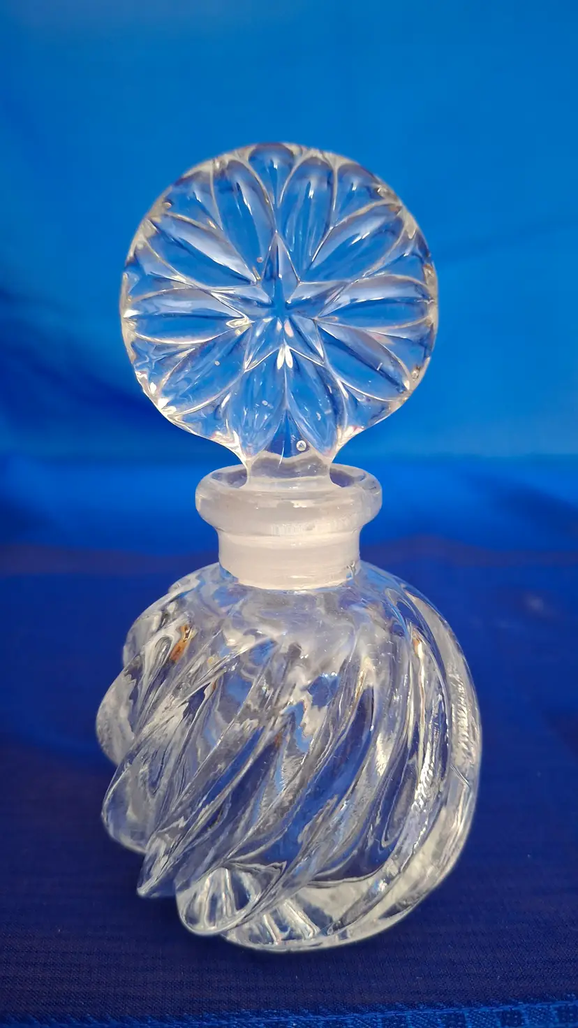 Vintage Swirled Glass Perfume Bottle with Starburst Stopper
