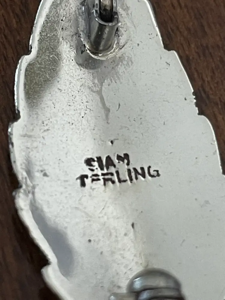 Leaf Brooch Pin Siam Sterling