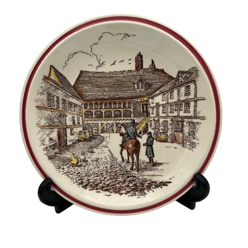 Vernon Kilns Bits of Old England Collectible Plate No. 7 Man on Horseback 8.25"