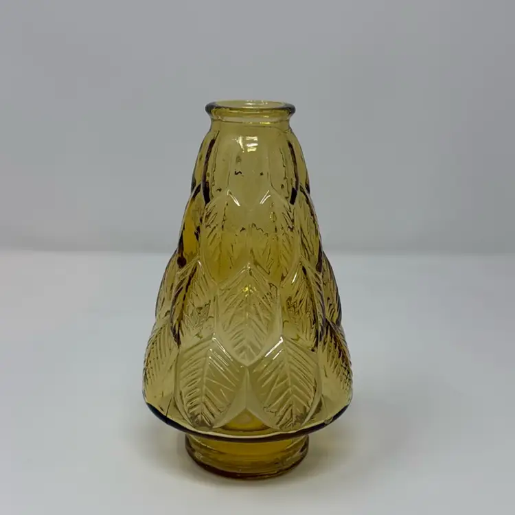 Vintage Wheaton Glass Amber Leaf Bottle