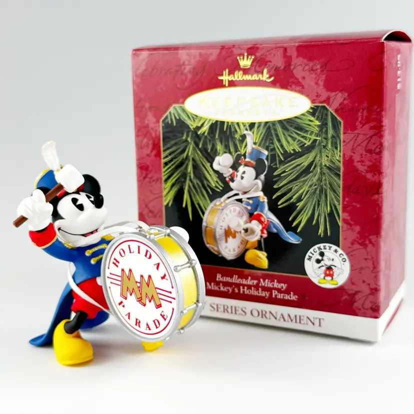 NEW Disney & Hallmark "Bandleader Mickey" Mouse Christmas Ornament, Mickey's Holiday Parade Series, Vintage 1997 New Old Stock