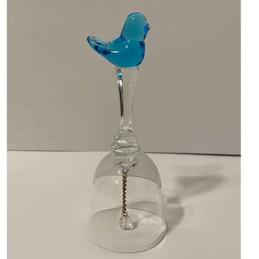 Clear Glass Bell with Bluebird Finial