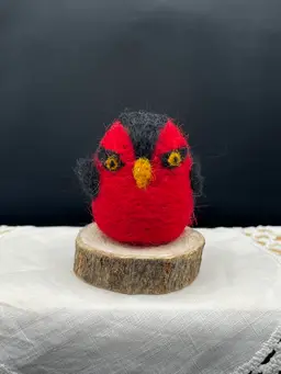 Made By Me Needle Felted Red "Angry Bird" 2.5” X 2”