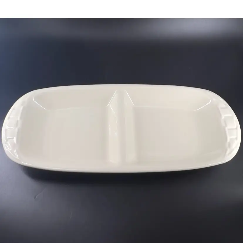 Divided Pottery Serving Tray Longaberger Woven Traditions Retired Ivory