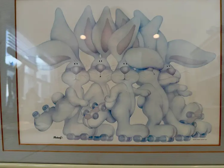 VINTAGE PRINT RARE CHEWIE NEWGETT COMPANY 1976  Stewart MOSKOWITZ ROLLERSKATE BUNNY BUNNIES RABBIT