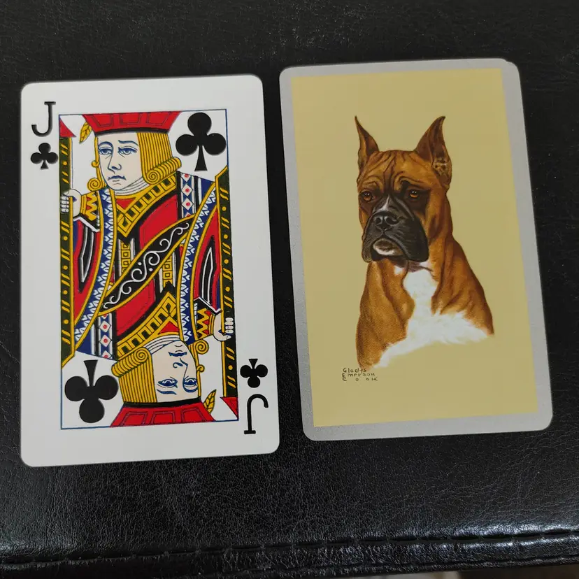 1 Single Swap Card - Playing Card. Boxer dog. Dimension 2.5 x 3.5. Read description.