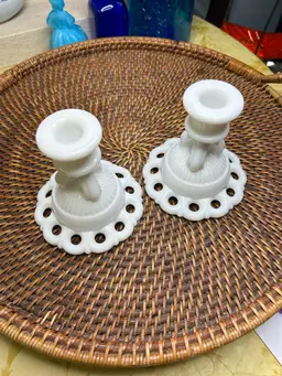 Pair Westmoreland Doric Lace Candlesticks 1960’s