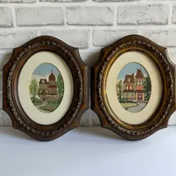 Pair of Victorian Home Framed Needlepoint