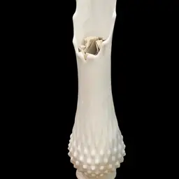 Fenton White Art Milk Glass Hobnail Swung Vase