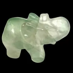 Petite 1-3/4” Tall Green Fluorite Stone Elephant 🐘 Figurine. Trunk Up For Luck.