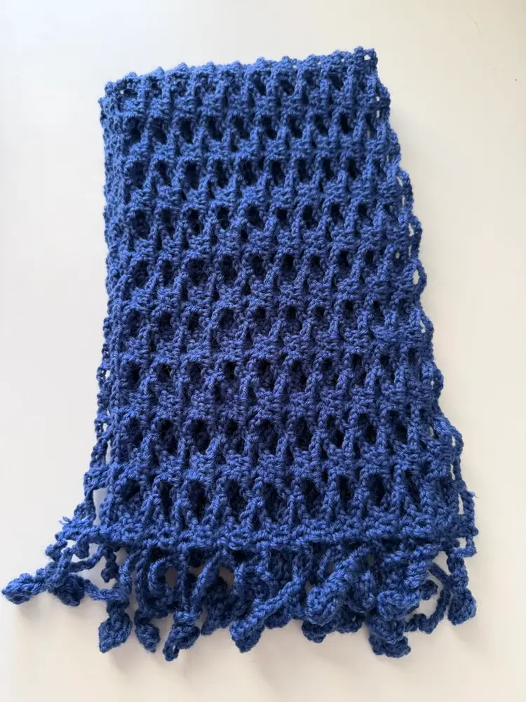 Fancy Dark Blue Crochet Scarf