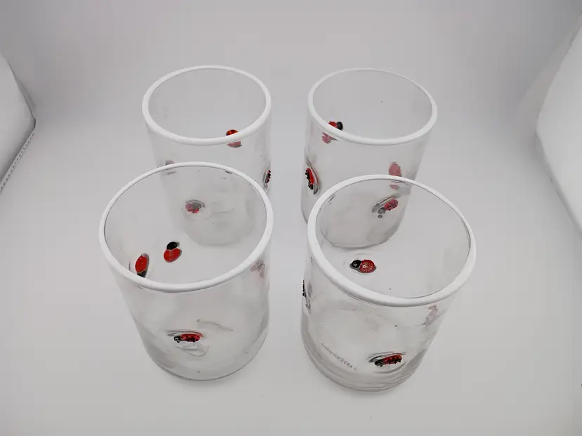 Set of 4 Anthropologie ladybug glasses