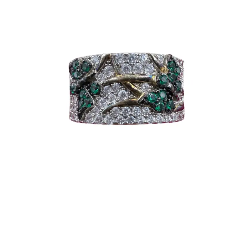 14K Gold Plated Over Sterling Dragonfly Ring Cubic Zirconia 925 Sterling Silver Butterfly Ring- Size 6.5