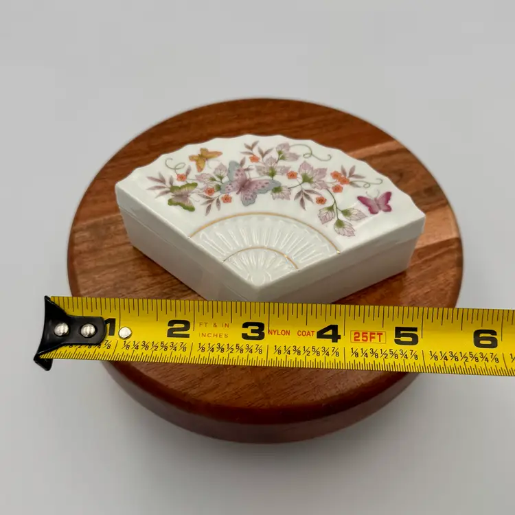Vintage Avon Butterfly/ Flower Fan- Shaped Trinket Box