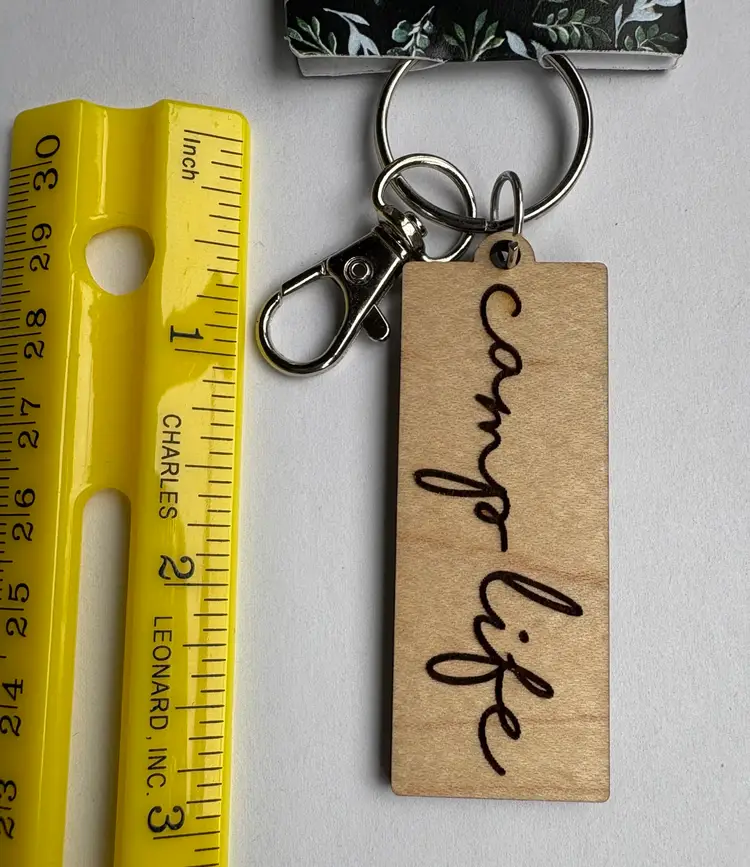 New Wooden Camp Life Engraved Keychain