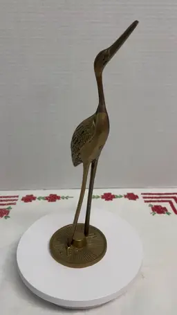 Vintage Brass Heron / Midcentury Brass Crane / Brass Figurine
