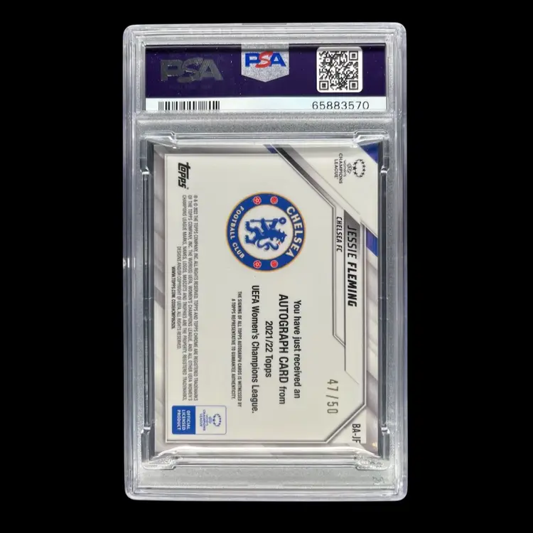 Jessie Fleming 2021/22 Topps Chrome UWCL Neon Green Autograph /50 PSA 10 Soccer Card