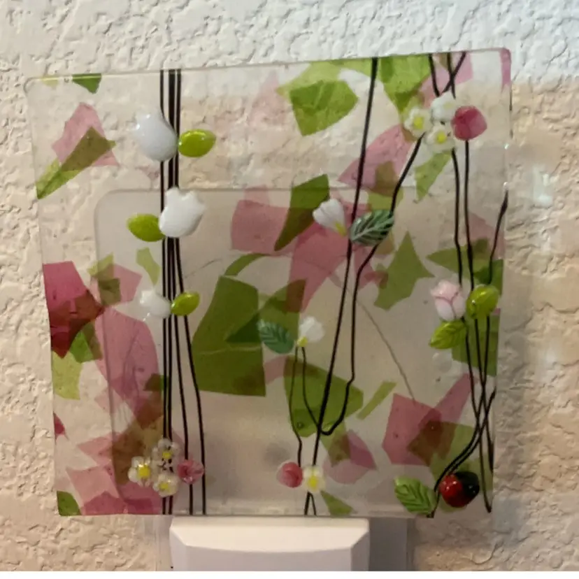 #02 Made by Me! Fused Glass Nightlight Wicked Confetti Design 4” x 4” Studio Art Handmade