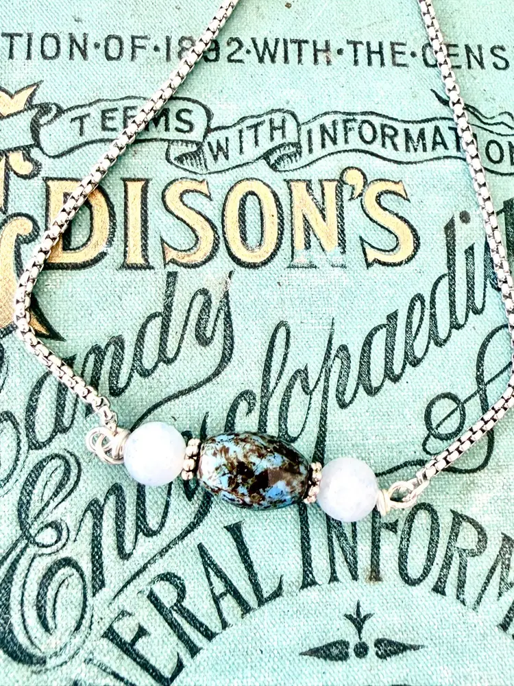 Labradorite And Crackle Quartz Beaded Silver Bracelet