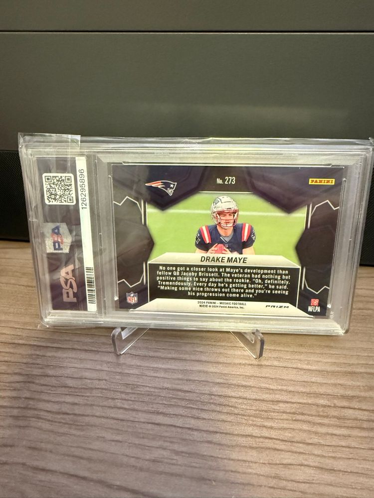 Drake Maye 2024 Mosaic Reactive Yellow PSA 9