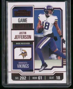 2023 Panini Contenders Justin Jefferson Game Ticket Red #67 Minnesota Vikings