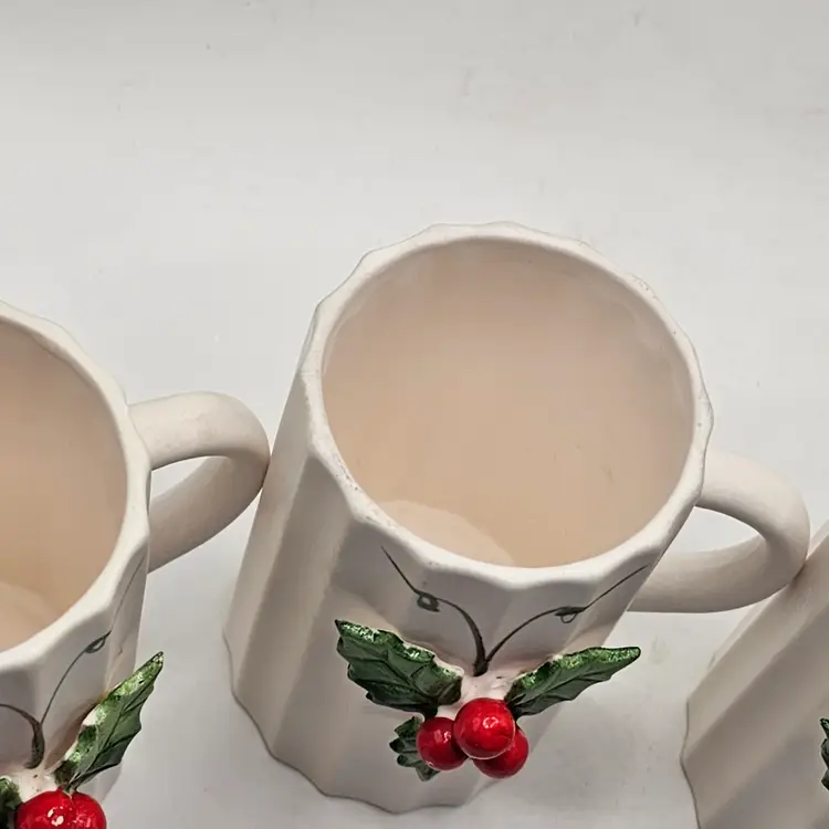 Holt Howard miniature Christmas mugs holly berry 1959 set of 4