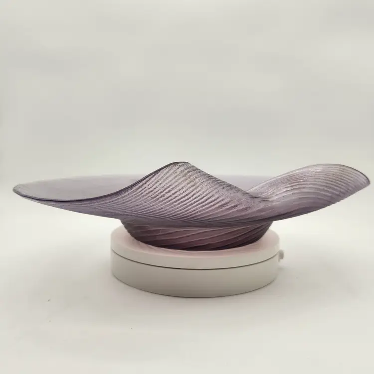 Laslo for Mikasa Swirl Glass Bowl Regal Amethyst Filigrana Art Glass Centerpiece